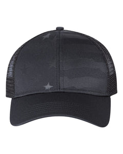 Outdoor Cap Debossed Stars and Stripes Mesh Back. (If customizing, add text and color in notes at cart before checkout)